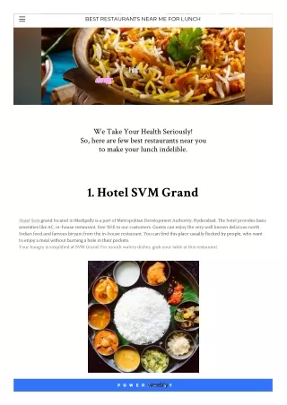 Best Restaurants for lunch In  uppal Hyderabad | SVM Grand