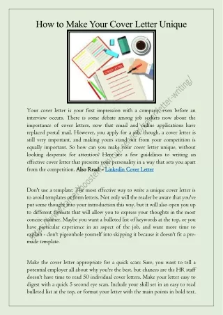 how to make your cover letter unique