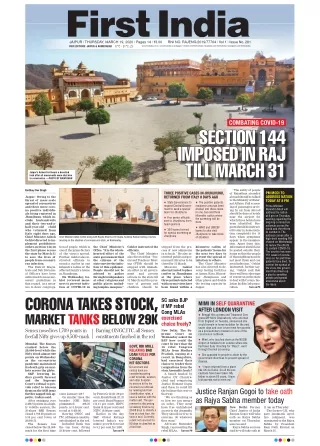 Indian Newspapers In English-First India-Rajasthan-19 March 2020 edition