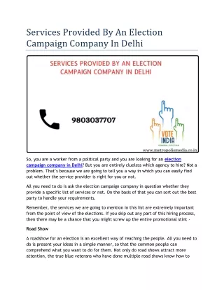 services provided by an election campaign company