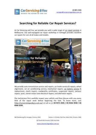 Searching for Reliable Car Repair Services?