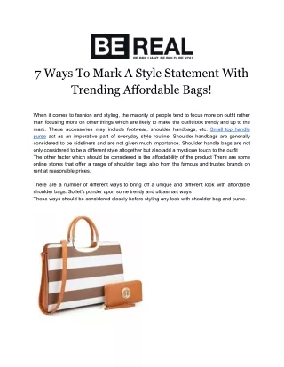 7 Ways To Mark A Style Statement With Trending Affordable Bags!