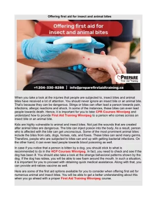 offering first aid for insect and animal bites