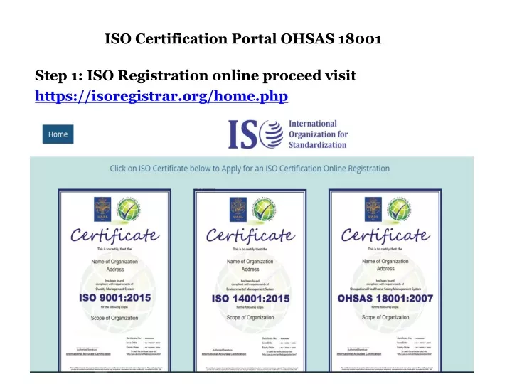 iso certification portal ohsas 18001