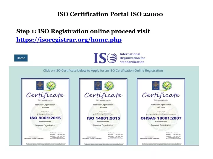 iso certification portal iso 22000