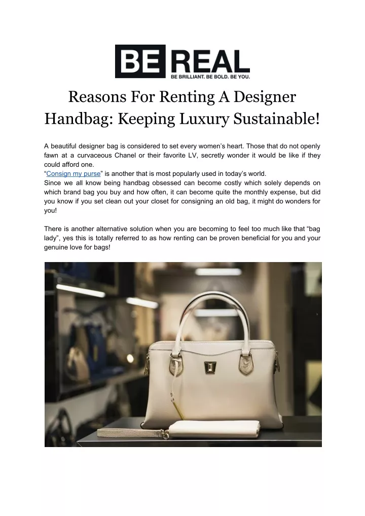 reasons for renting a designer handbag keeping