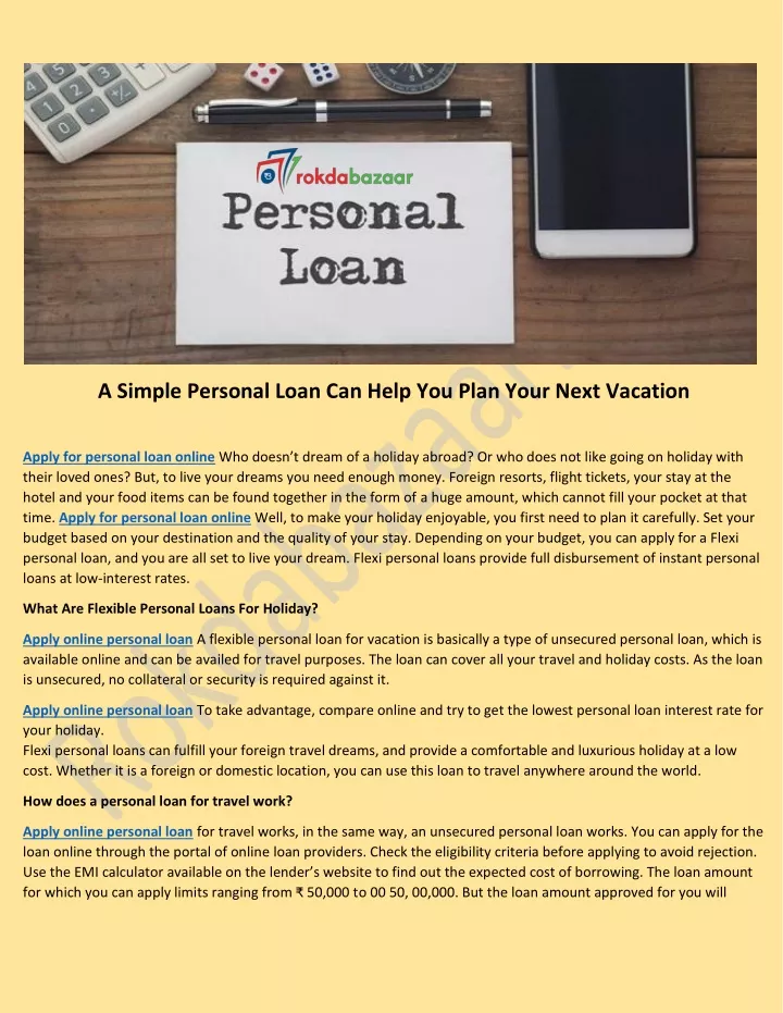 a simple personal loan can help you plan your