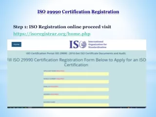 ISO 29990: 2010 CERTIFICATION