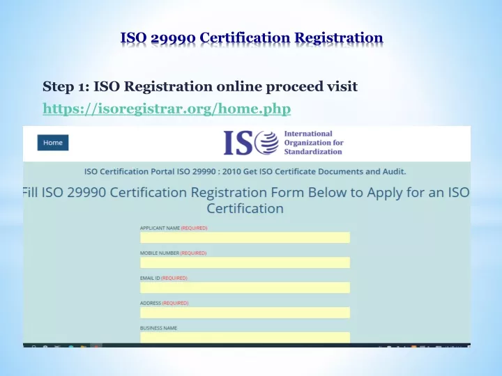 iso 29990 certification registration