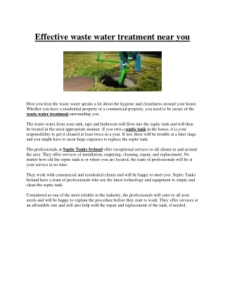 Effective waste water treatment near you