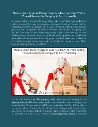 make a smart move to change your residence