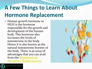 A Few Things to Learn About Hormone Replacement