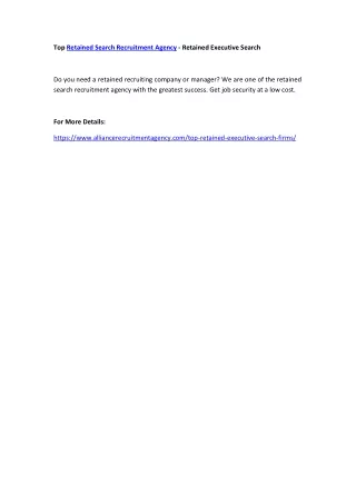 top retained search recruitment agency retained