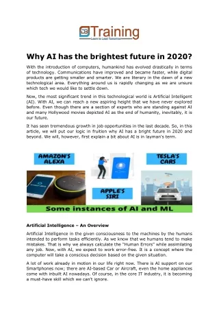 Why AI has the brightest future in 2020?