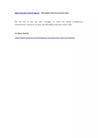 sales executive search agency affordable