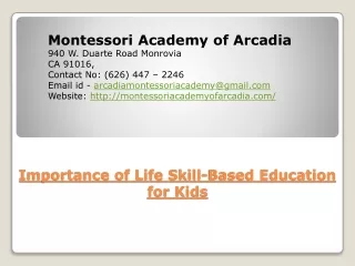 Importance of life skill-based education for kids