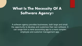 what is the necessity of a software agency