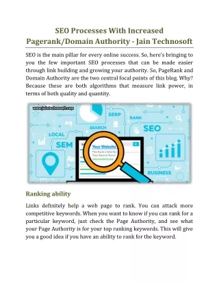 seo processes with increased pagerank domain