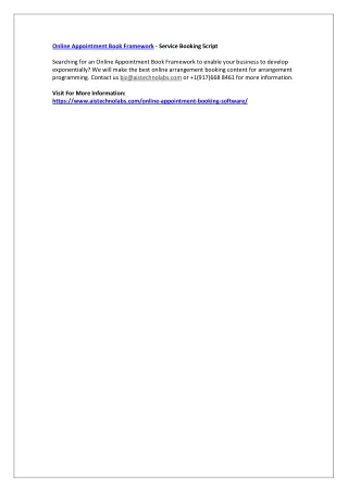 online appointment book framework service booking