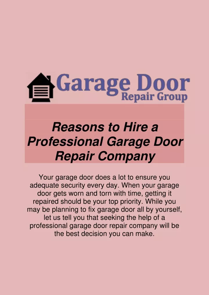 reasons to hire a professional garage door repair