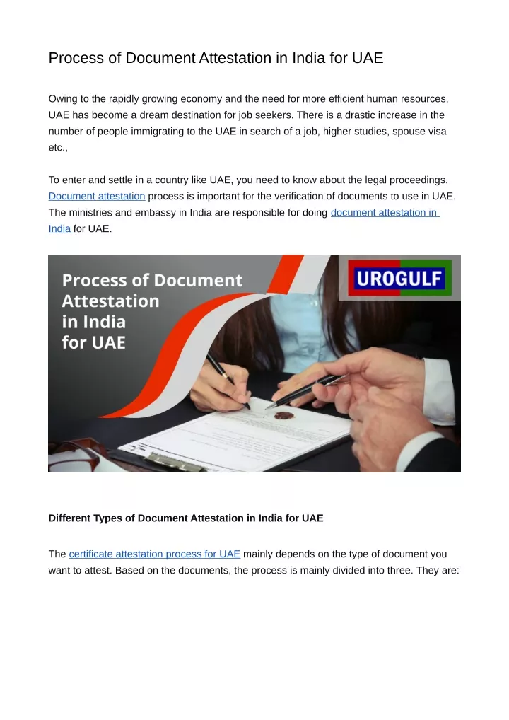process of document attestation in india for uae