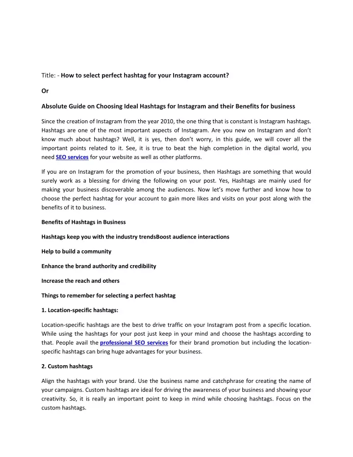 title how to select perfect hashtag for your