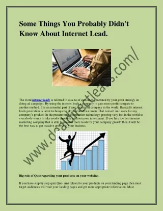 Some Things You Probably Didn't Know About Internet Lead.