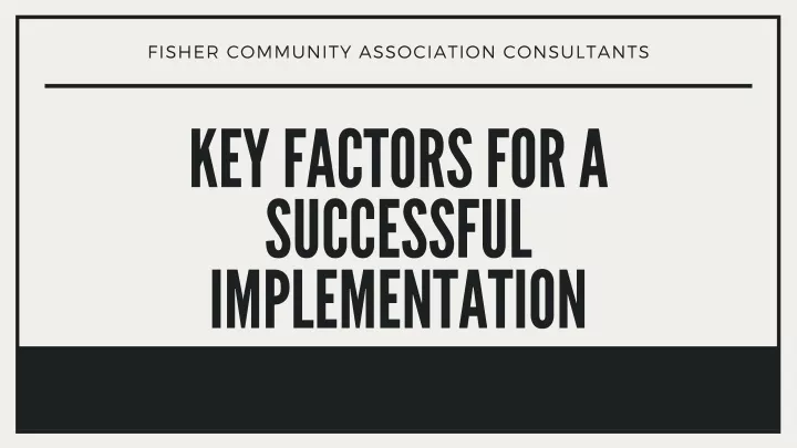 fisher community association consultants