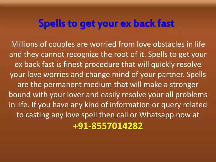spells to get your ex back fast
