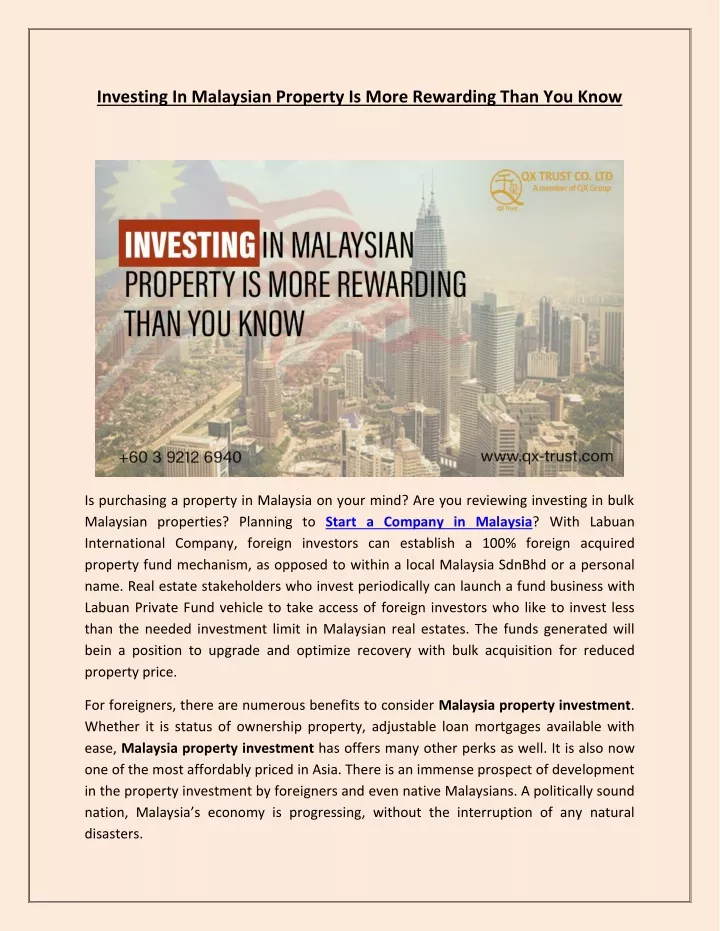 investing in malaysian property is more rewarding