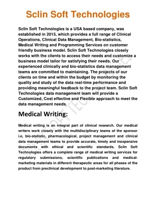 Clinical Data Management - Sclin Soft Technologies