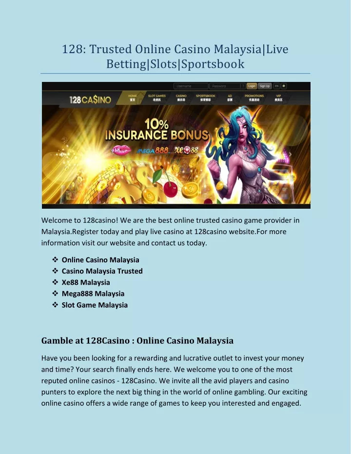128 trusted online casino malaysia live betting