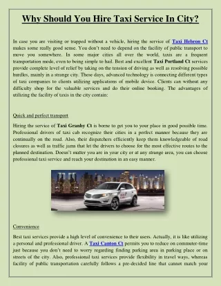 why should you hire taxi service in city