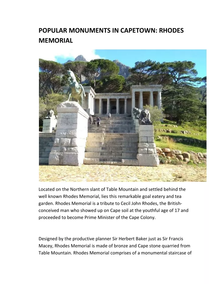 popular monuments in capetown rhodes memorial