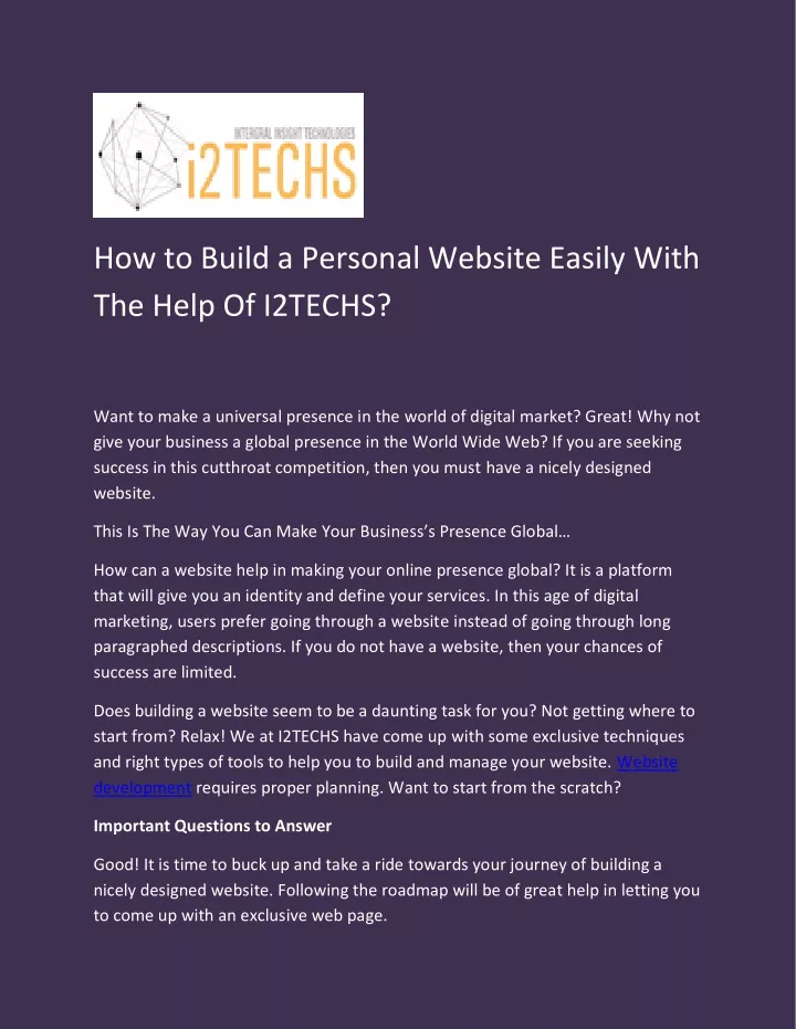 how to build a personal website easily with