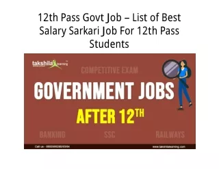 Govt. Jobs after 12th