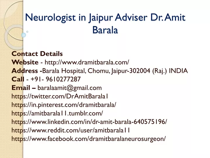 neurologist in jaipur adviser dr amit barala