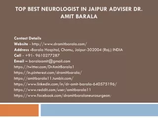 Top Best Neurologist in Jaipur Adviser Dr. Amit Barala