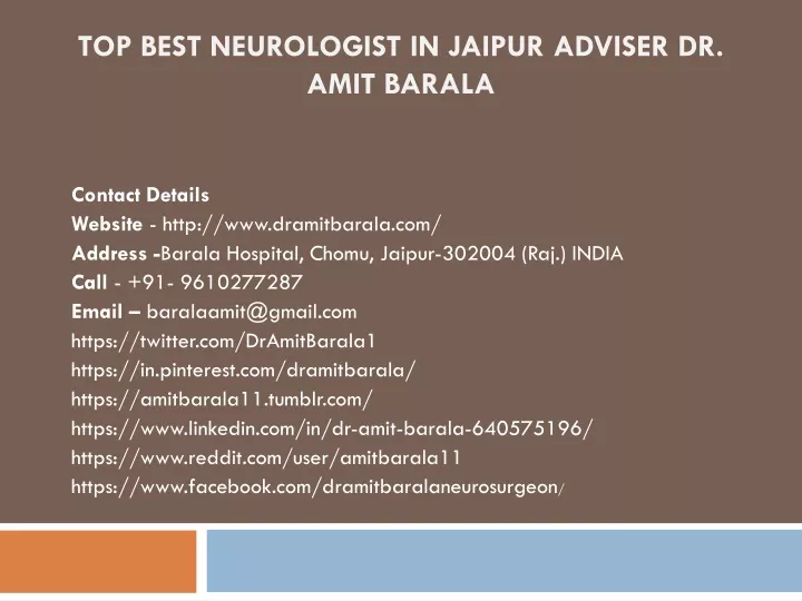 top best neurologist in jaipur adviser dr amit barala