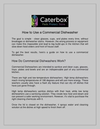 How to Use a Commercial Dishwasher