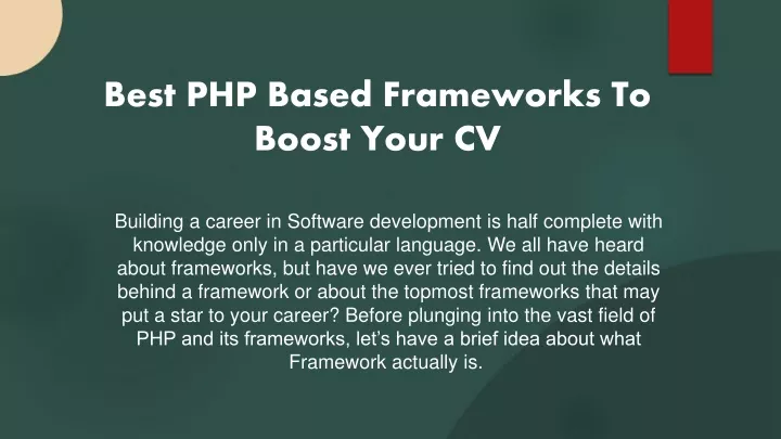 best php based frameworks to boost your cv