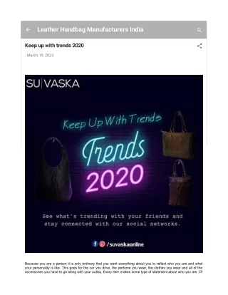 Keep up with trends 2020