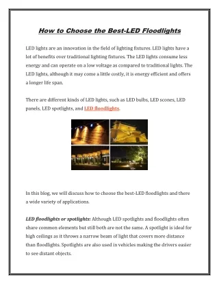 How to choose the best-LED Floodlights