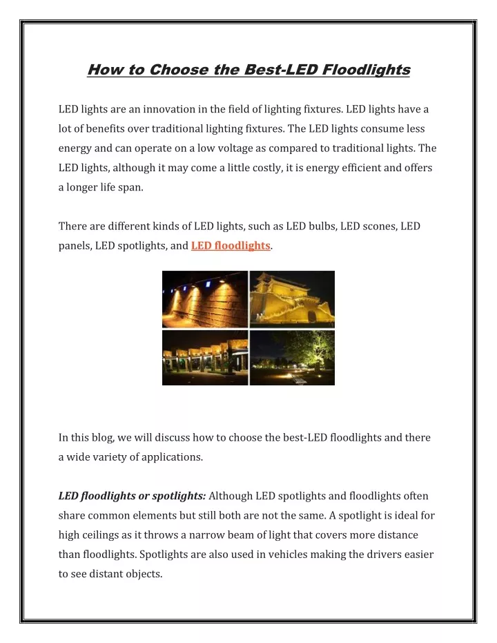 how to choose the best led floodlights