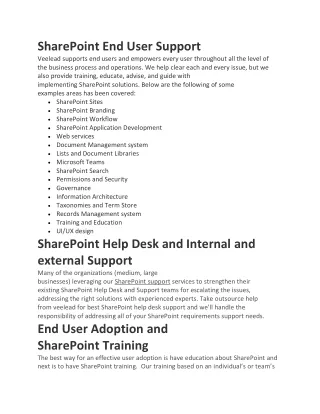 SharePoint End User Support