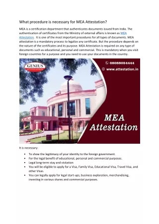 What procedure is necessary for MEA Attestation?