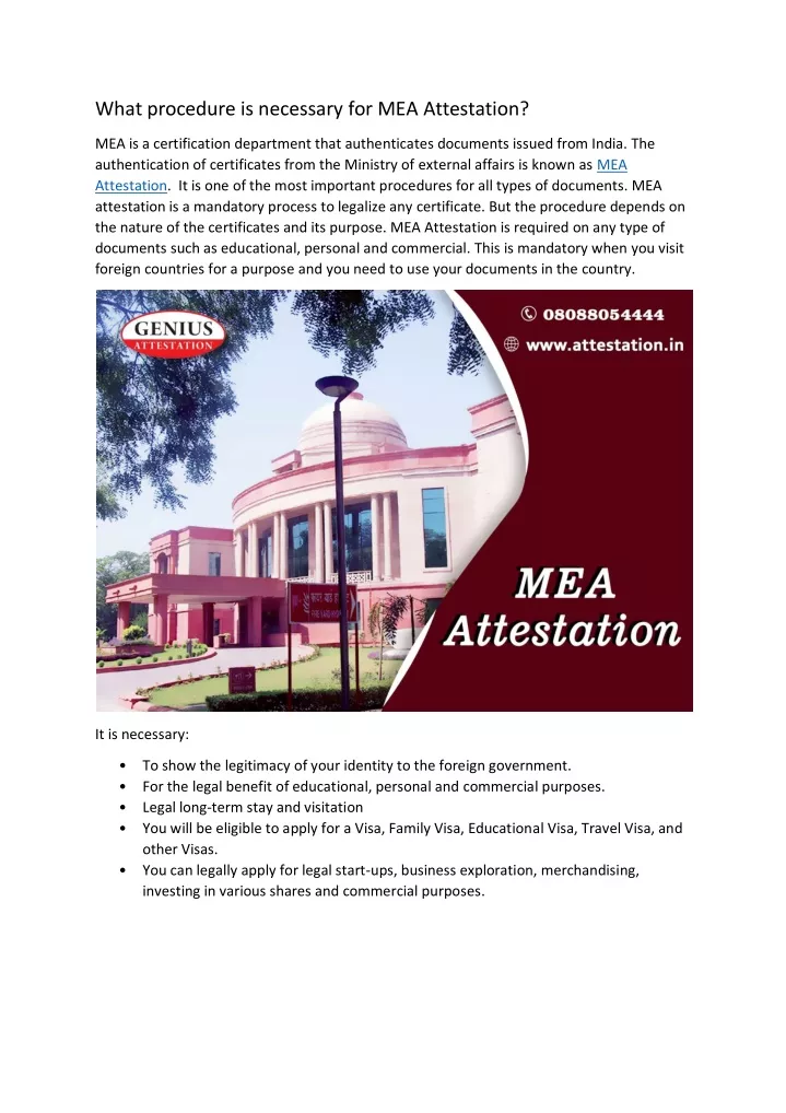 what procedure is necessary for mea attestation