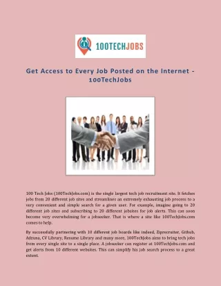 Get Access to Every Job Posted on the Internet - 100TechJobs