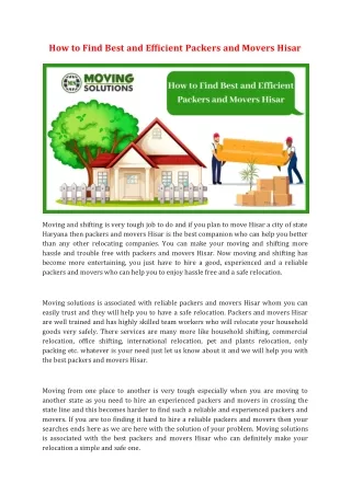 how to find best and efficient packers and movers