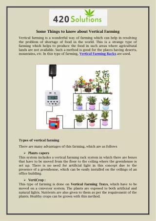 some things to know about vertical farming